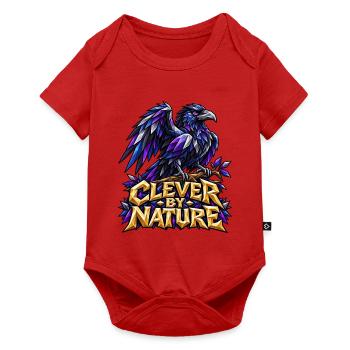 Clever by Nature Rabe Low Poly T-Shirt Rabenkrähe - Baby Premium Kurzarmbody - Rot - Vorne