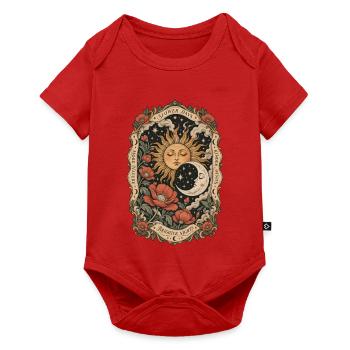 Slower Days – Mystische Sonne & Mond - Baby Premium Kurzarmbody - Rot - Vorne