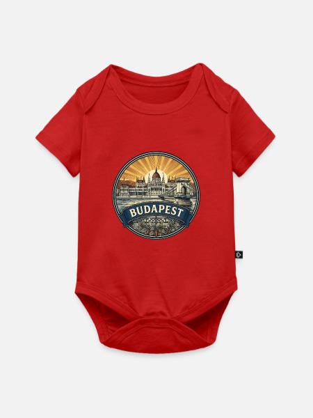 Budapester Reiseabzeichen Parlaments-Donau-Souvenir - Baby Premium Kurzarmbody - Rot