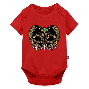 Goldene Schwarze Maske mit Perlen - Baby Premium Kurzarmbody - Rot - Vorne
