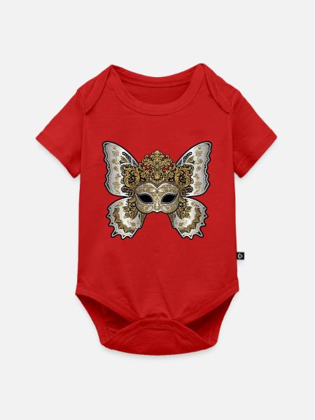 Goldene und silberne kaiserliche Maskerade - Baby Premium Kurzarmbody - Rot