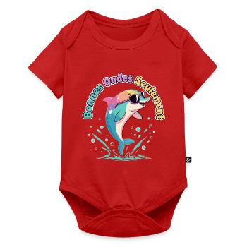 Regenbogendelfin gute Vibes - Baby Premium Kurzarmbody - Rot - Vorne