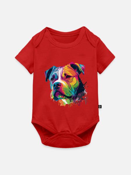 Bunte Amerikanische Bulldogge American Bully - Baby Premium Kurzarmbody - Rot