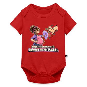 Babybauch anfassen nur mit Erlaubnis - Baby Premium Kurzarmbody - Rot - Vorne