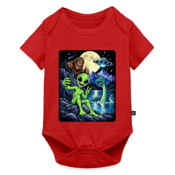 Bigfoot Alien UFO Loch Ness Weltraum Szene Kryptid - Baby Premium Kurzarmbody - Rot - Vorne