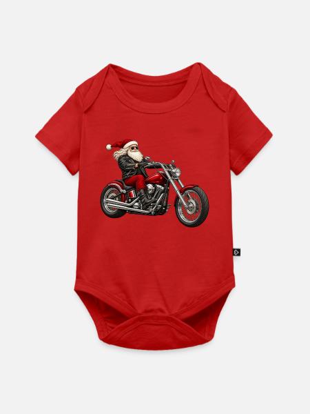 Weihnachtsbiker Santa auf Motorrad - Baby Premium Kurzarmbody - Rot