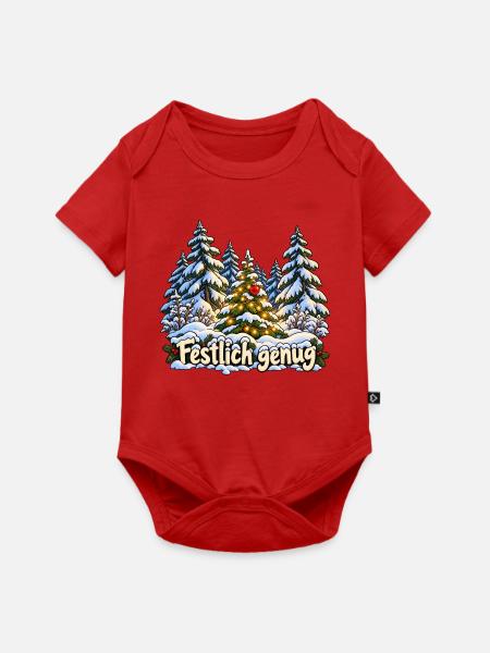 Festlich genug im Winterwald - Baby Premium Kurzarmbody - Rot
