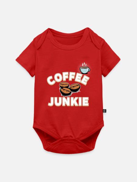 Coffee Junkie - Kaffeebohnen und Tasse - Baby Premium Kurzarmbody - Rot
