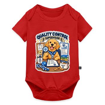 Qualitätskontrollhund Supervisor - Baby Premium Kurzarmbody - Rot - Vorne