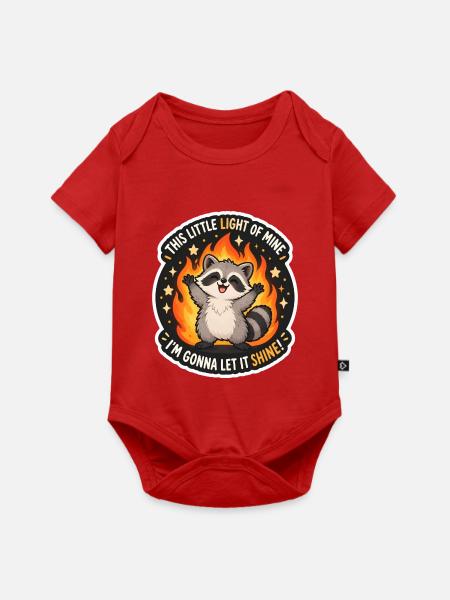 Waschbär im Flammen-Schein - Baby Premium Kurzarmbody - Rot