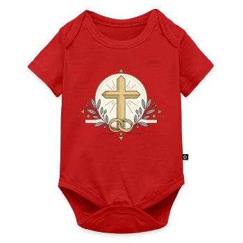 Kreuz und Ringe – Glaube und Bund - Baby Premium Kurzarmbody - Rot - Vorne