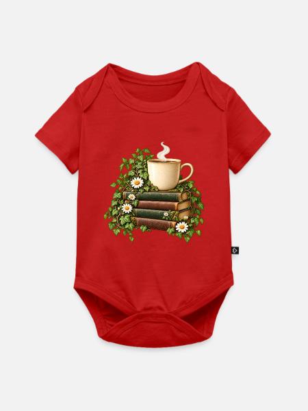 Bücherduft und Kaffeetasse - Baby Premium Kurzarmbody - Rot