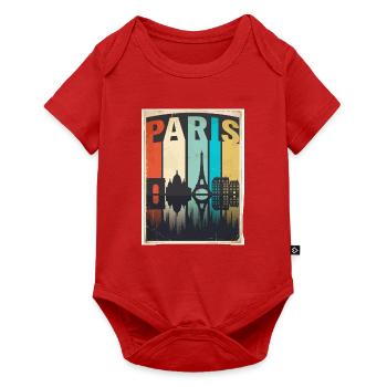 Vintage-Pariser Reiseplakat Skyline France Tee - Baby Premium Kurzarmbody - Rot - Vorne