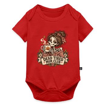 Dead Tired Mom Club Skelettbecher - Baby Premium Kurzarmbody - Rot - Vorne