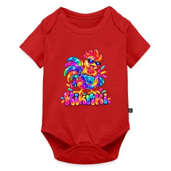 Buntes Huhn mit Sonnenbrille - Baby Premium Kurzarmbody - Rot - Vorne