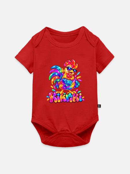 Buntes Huhn mit Sonnenbrille - Baby Premium Kurzarmbody - Rot