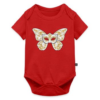 Verzierte goldene Maskenmaske - Baby Premium Kurzarmbody - Rot - Vorne