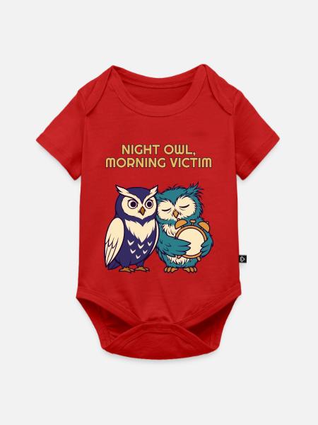 Nachteule Morgenopfer Lustige Eule - Baby Premium Kurzarmbody - Rot