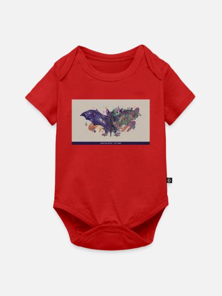 Kosmische Fledermaus Blumen - Baby Premium Kurzarmbody - Rot