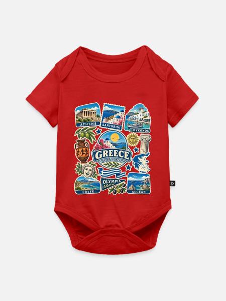 Griechenland Reisesticker - Baby Premium Kurzarmbody - Rot