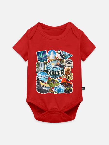 Island Reisesticker - Baby Premium Kurzarmbody - Rot