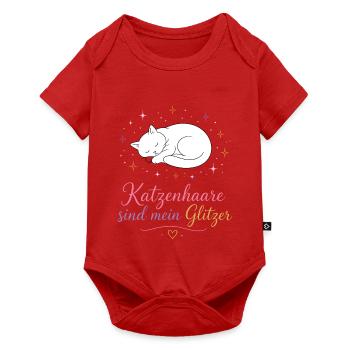 Katzenhaar Glitzer-Statement - Baby Premium Kurzarmbody - Rot - Vorne