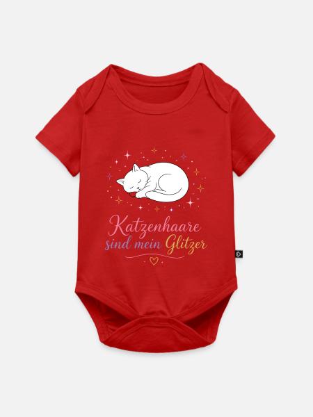 Katzenhaar Glitzer-Statement - Baby Premium Kurzarmbody - Rot
