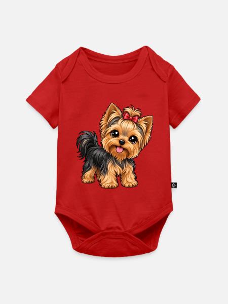 Yorkshire Terrier im Kawaii-Stil - Baby Premium Kurzarmbody - Rot
