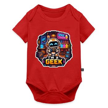 ICH BIN EIN NERD – Neon Space Robot Bar - Baby Premium Kurzarmbody - Rot - Vorne