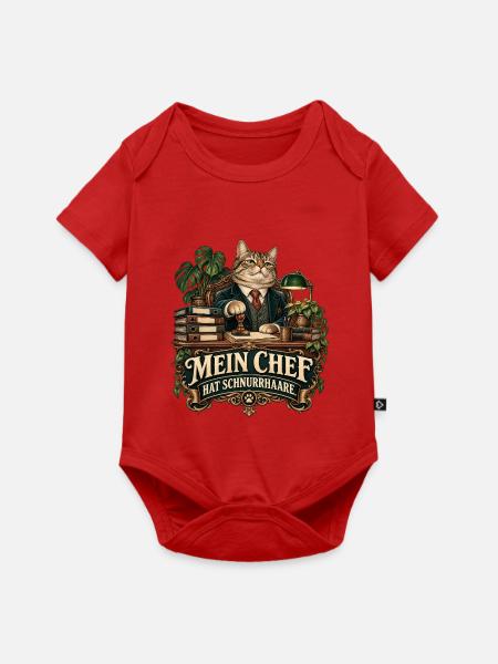 Mein Chef hat Schnurrhaare - Baby Premium Kurzarmbody - Rot