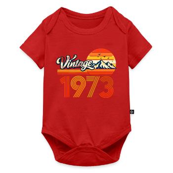 Vintage 1973 Mountain Sunset 53. Geburtstagsabschlag - Baby Premium Kurzarmbody - Rot - Vorne