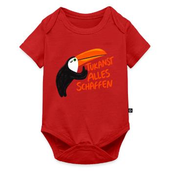 Tukanst alles schaffen – Lustiger Tukan Motiv - Baby Premium Kurzarmbody - Rot - Vorne
