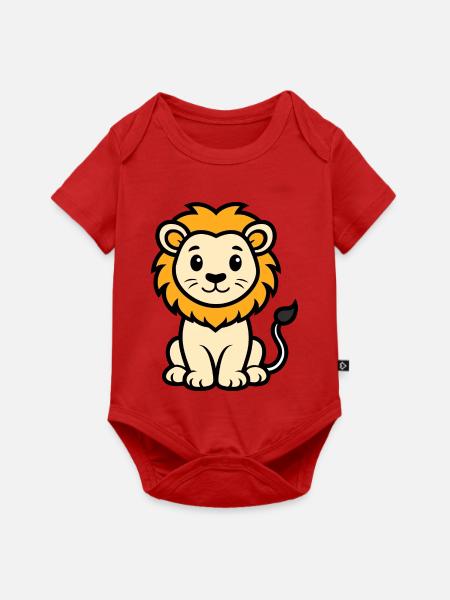 Süßer sitzender Löwe - Baby Premium Kurzarmbody - Rot