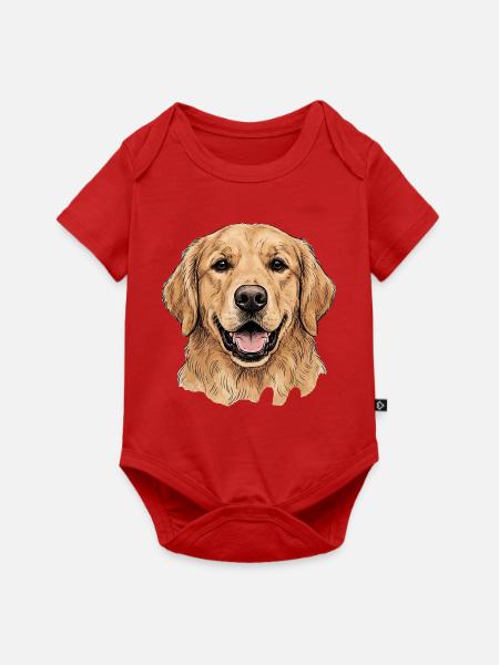 Goldener Retriever Porträt Illustration - Baby Premium Kurzarmbody - Rot