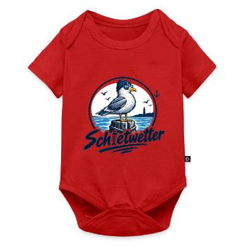 Fischkopp Schietwetter. Wat mutt, dat mutt. - Baby Premium Kurzarmbody - Rot - Vorne