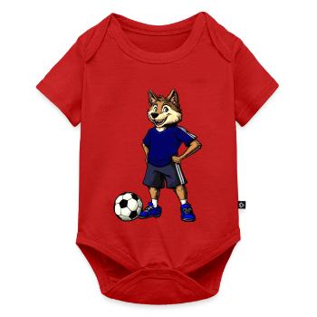 Fussball Wolf Blau - Baby Premium Kurzarmbody - Rot - Vorne