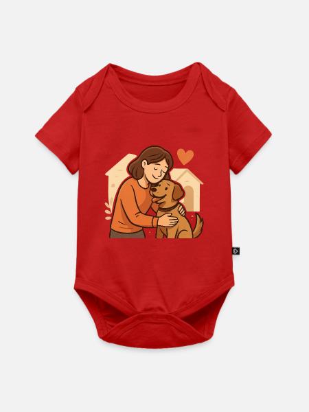 Geschenk für frischgebackene Tierheimhund-Halter - Baby Premium Kurzarmbody - Rot