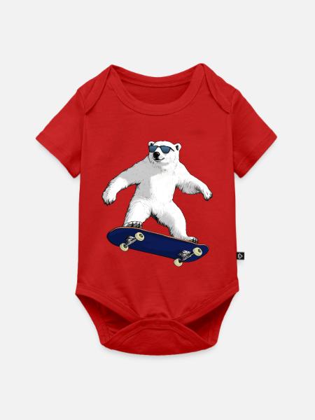 Skateboarder Eisbär - Baby Premium Kurzarmbody - Rot