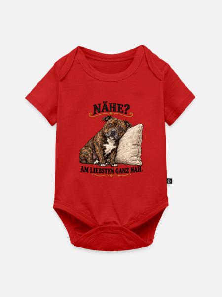 Staffordshire_Bullterrier_ganz_nah-2 - Baby Premium Kurzarmbody - Rot