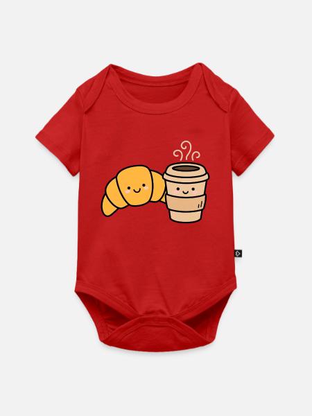 Kawaii Croissant Kaffee-Duo - Baby Premium Kurzarmbody - Rot