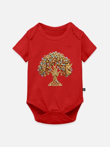 Goldener Baum des Lebens Engel - Baby Premium Kurzarmbody - Rot