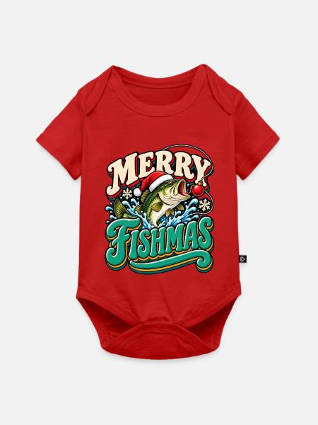Merry Fishmas: Festlicher Weihnachtsfisch - Baby Premium Kurzarmbody - Rot