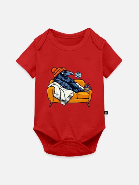 Rabe auf Cozy Couch - Baby Premium Kurzarmbody - Rot