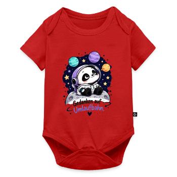 Panda Astronaut auf Umlaufbahn - Baby Premium Kurzarmbody - Rot - Vorne