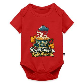 Tee Shirt für Regentage mit Spruch Regen draußen  - Baby Premium Kurzarmbody - Rot - Vorne