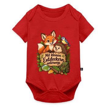 Erzieher Shirt mit Waldtieren & kleine Entdecker - Baby Premium Kurzarmbody - Rot - Vorne
