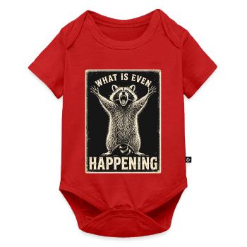 Lustiger Waschbär Was passiert hier überhaupt Meme Tee - Baby Premium Kurzarmbody - Rot - Vorne