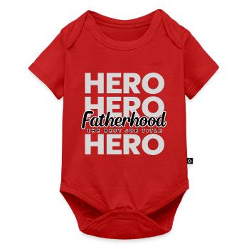 Fatherhood Hero – Papa Held Vater Geschenk - Baby Premium Kurzarmbody - Rot - Vorne