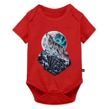 Wolf heult vor dem Mond Mondlicht Wolf wilde Tiere - Baby Premium Kurzarmbody - Rot - Vorne