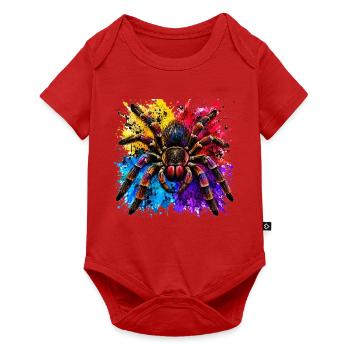 Neon Tarantel  Psychodelische Spinne im Farbklecks - Baby Premium Kurzarmbody - Rot - Vorne